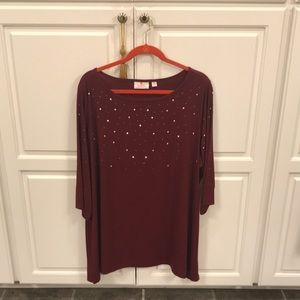 Quacker Factory Burgundy Sequined Top